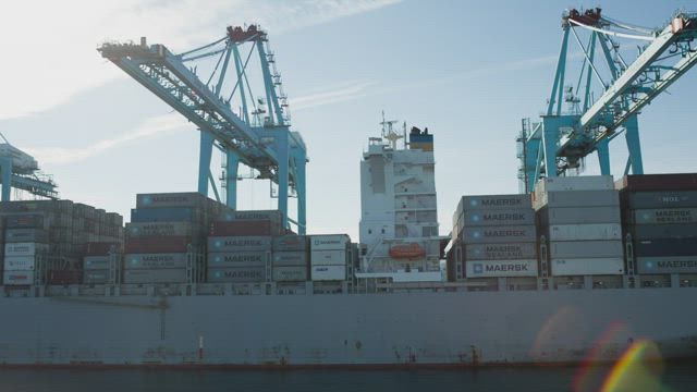 Cargo ship full of containers.