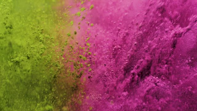 Pink and yellow powder jumping.