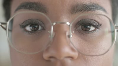 Close-up Shot of Young African Girl Wearing Glasses.