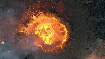 Close up shot of a volcanic crater in Iceland.